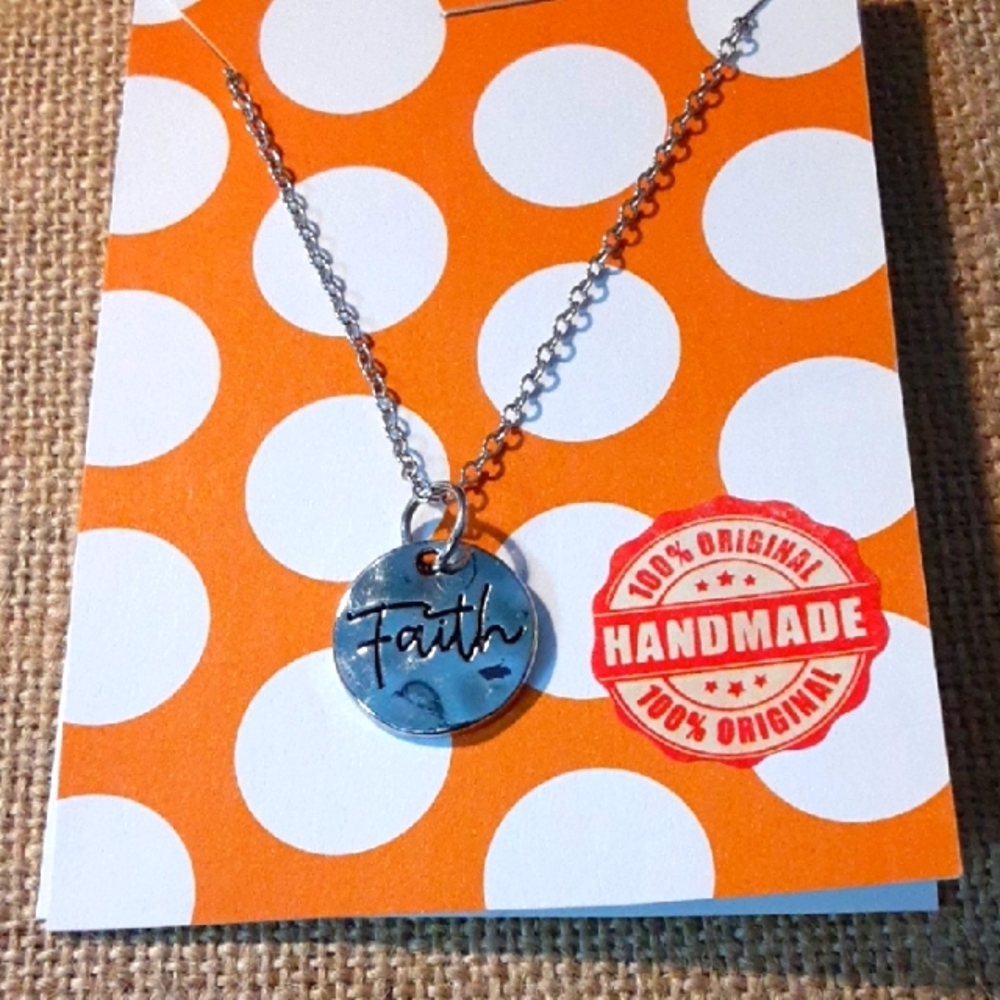 Silver 'Faith' Pendant Necklace
